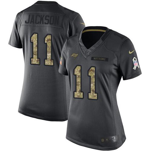 Nike Buccaneers #11 DeSean Jackson Black Women's Stitched NFL Limited 2016 Salute to Service Jersey